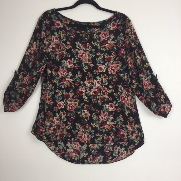 Eclipse Floral Peasant Blouse Lrg - Picture 1 of 7